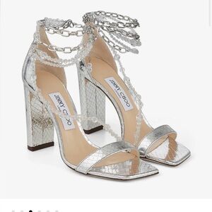 Jimmy Choo Silver Chain Embellished Heels